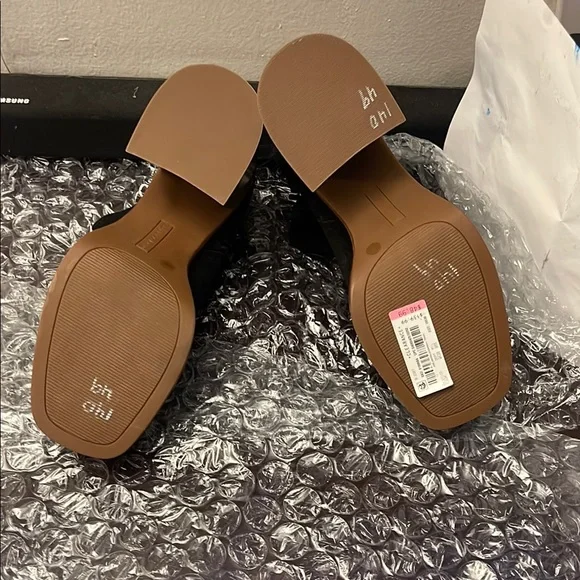 Black Suede Ankle Boots with Chunky Wooden Heel - Picture 5 of 6